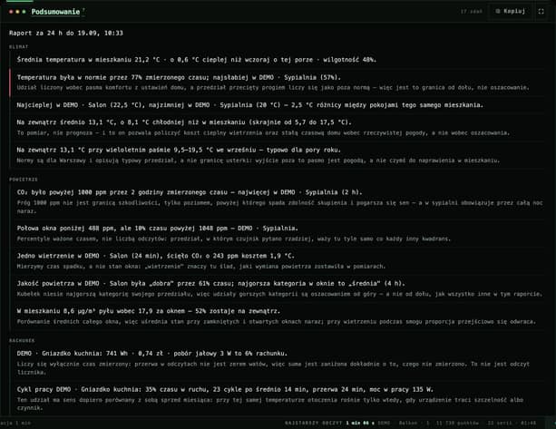 The HomeStats report: the window summarised in sentences