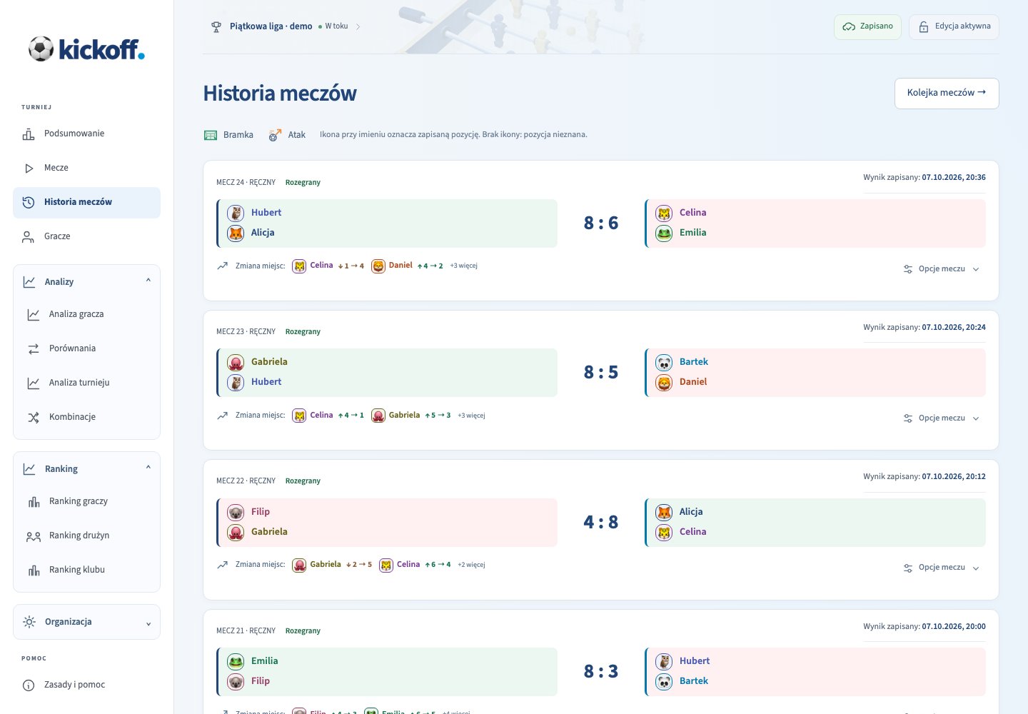 Every match stays recorded